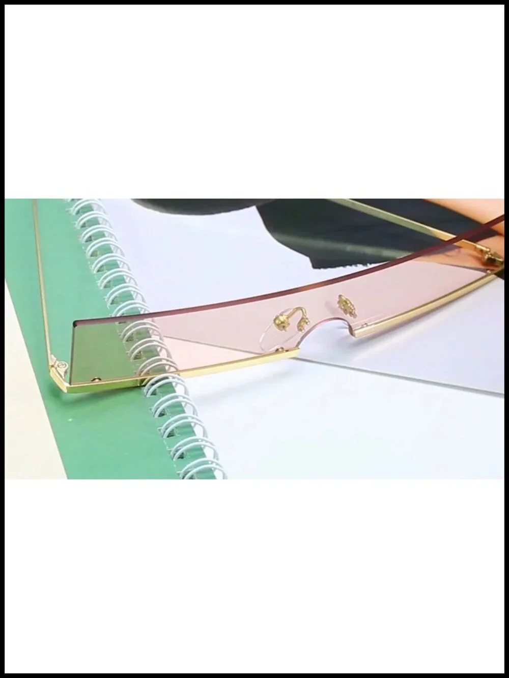 Vintage Frameless Rectangle Sunglasses UV Protection Metal Temples